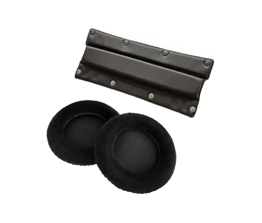 Beyerdynamic EDT 990 VB Ear Pad Set Velour in Black Bundle + Leatherette Replacement Buttonable Headband