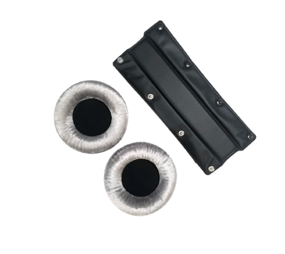 Beyerdynamic EDT 770 V Ear Pad Set Velour in Silver Bundle with Leatherette Replacement Headband for Music Lovers During